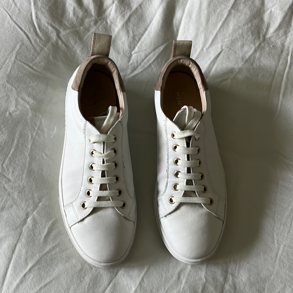 Mint Velvet White Leather and Tan Suede Sneakers